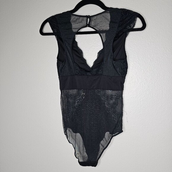 S Black Bodysuit Mesh Lace Layering Tank Top Lingerie Fairy Grunge Whimsigoth - Picture 4 of 8